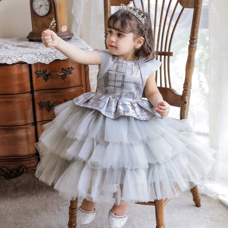 Baige -lapset Ensimmäinen syntymäpäivämekko vauva tyttö kaste Prinsessa mekot Ensimmäinen juhla Fluffy tutu -mekko
