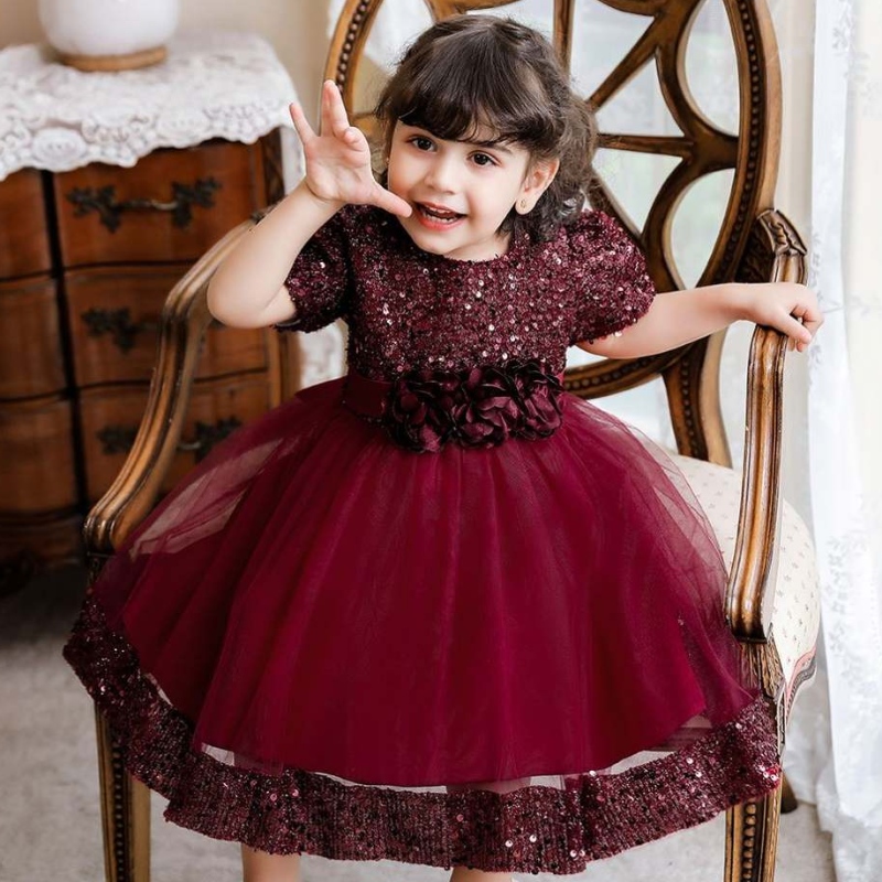 Baige valmistaja Summer Kids Party Prinsessa Frock Sequined Baby Wedding Frock