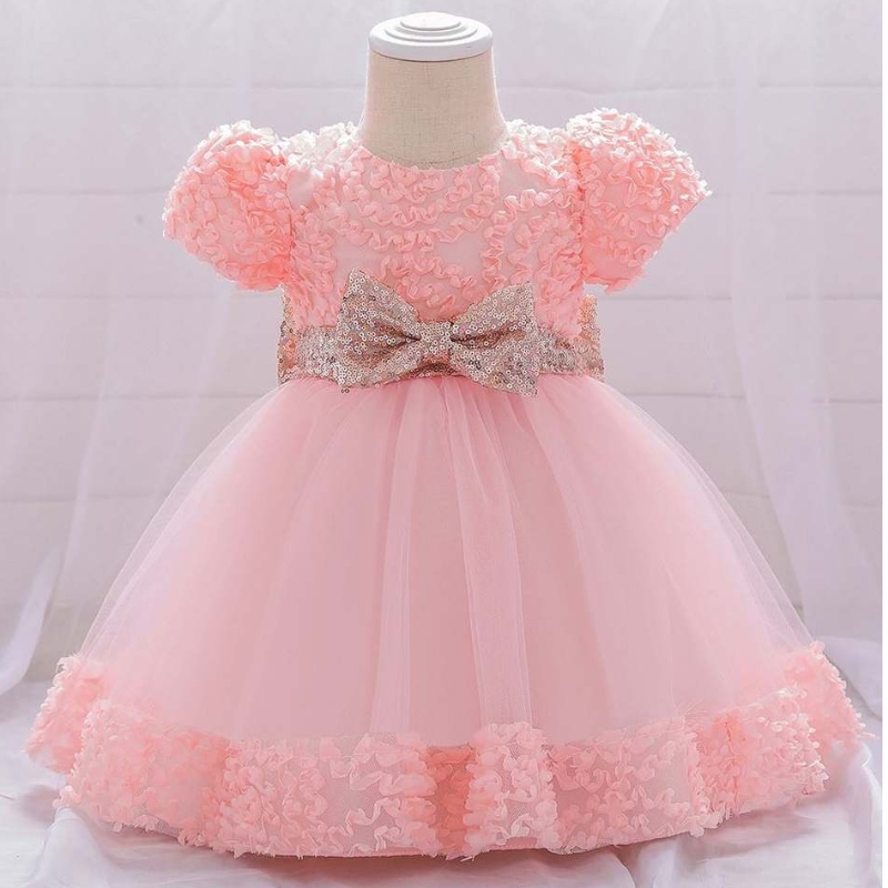 Baige vaatteen tyttöjuhlimekko vauva frock design prinsessa syntymäpäivätyttömekot