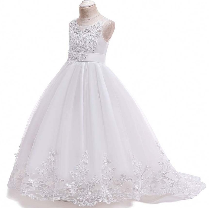 Baige Fancy Little Girls Prom Diamond -mekot Puffy Party Maxi -mekko lapsille pitkät lapset maxi pallopukut