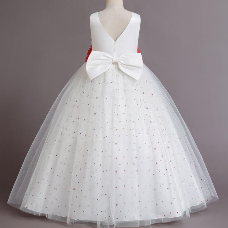 Lace Princess -mekko lapsille tyttöjen syntymäpäivien häävaatteet Tyylikäs juhla tutu Backless Bowknot -puku
