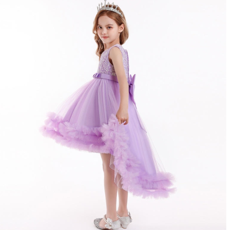 Kukka tyttö mekko pitsi prinsessa mekko jäljessä tutu hame tyttö swallowtail hääpuku