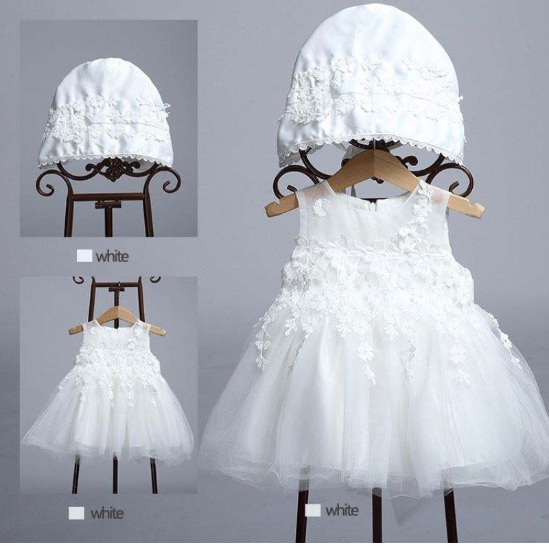 Baige uusi muotoilupitsi brodeerattu vauva vastasyntyneen kaste Fancy Birthday Party Dress 24 kuukauden kuluminen