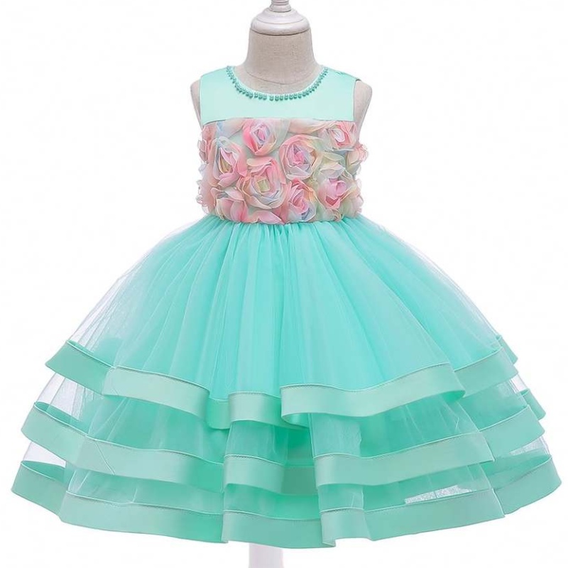 2020 Viimeisimmät pukukilpailut Girls Dress Kids Floral -kerroksiset mallit pallopuvut lapsille L5196