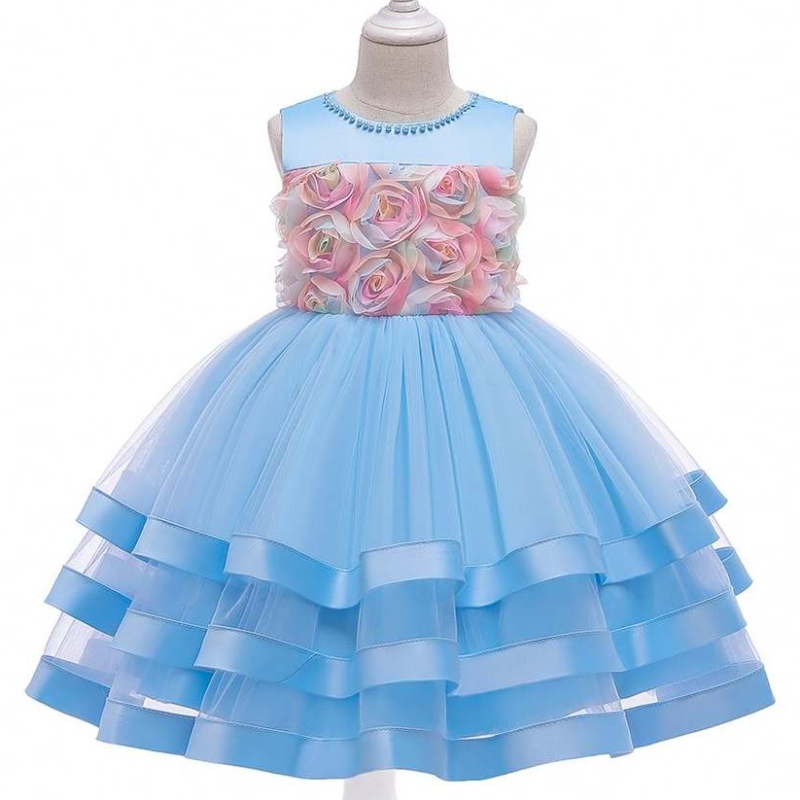 2020 Viimeisimmät pukukilpailut Girls Dress Kids Floral -kerroksiset mallit pallopuvut lapsille L5196