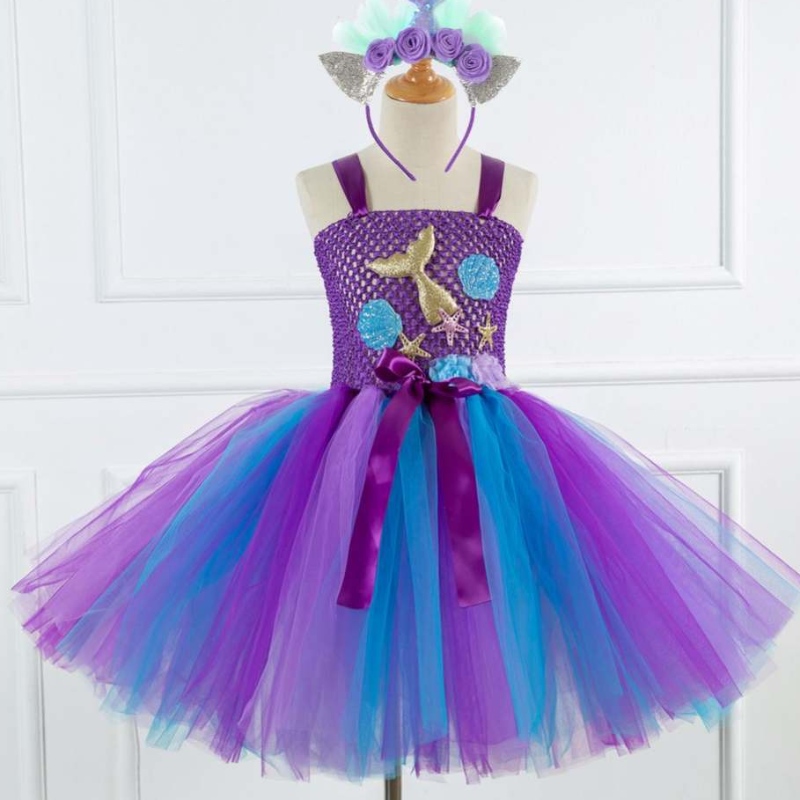 Uusi merenneito -tyylinen tyttökokoelma cosplay -pukun kukka tyttö tutu -mekko ilmaisella pääpannalla 93430