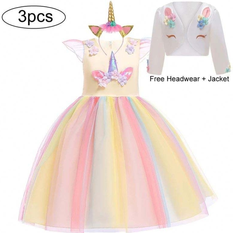 Baige tukkumyyntisen pääsiäisen tyttö Unicorn Halloween Christmas -puku prom -tapahtuman hääprinsessa mekko DJS003