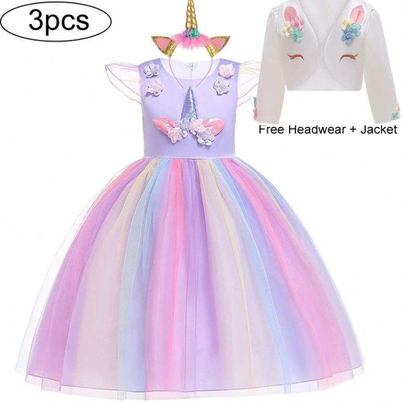 Baige tukkumyyntisen pääsiäisen tyttö Unicorn Halloween Christmas -puku prom -tapahtuman hääprinsessa mekko DJS003
