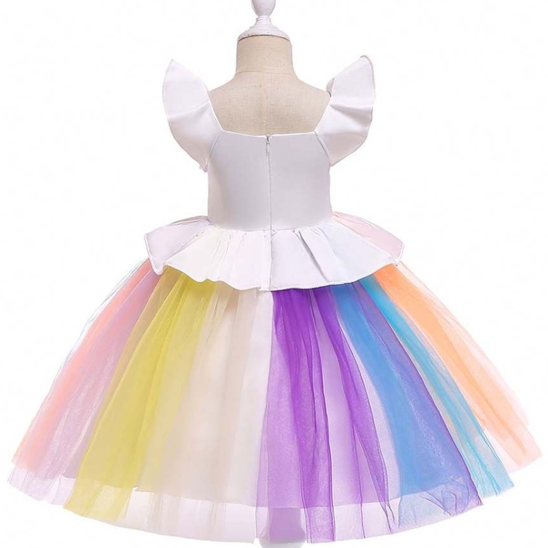 Baige Unicorn Kids Vaatteet Uusi muotoilu tyttövauva Söpö mekko Suoritusmekko L5090