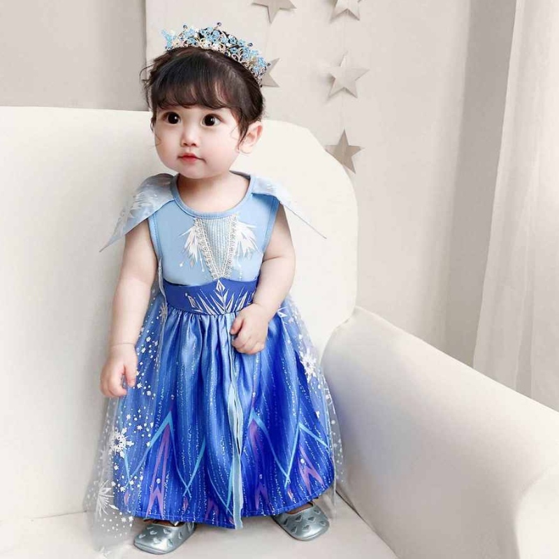 Baige uusi muotoilu prinsessa Elsa Anna roolipeli Little Girl Cosplay -pukut Joulujuhlat Syntymäpäiväpuku BX1730