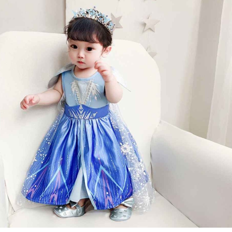 Baige uusi muotoilu prinsessa Elsa Anna roolipeli Little Girl Cosplay -pukut Joulujuhlat Syntymäpäiväpuku BX1730