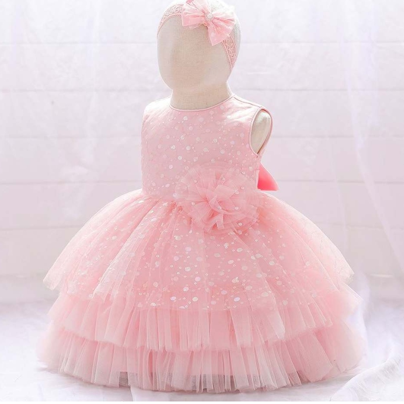 Baige vastasyntynyt vauva kaunis kukka tyttö ensimmäisen syntymäpäivän juhlapuku Kids prinsessa tutu -mekot ilmaisella hiusnauhalla