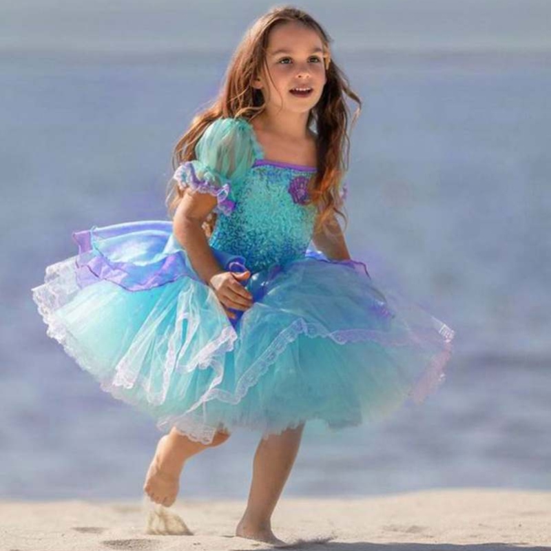 Baigelittle Mermaid Ariel Princess -mekko Halloween -puvut pukeutuvat juhlatyttöjen cosplay lasten pallopuku