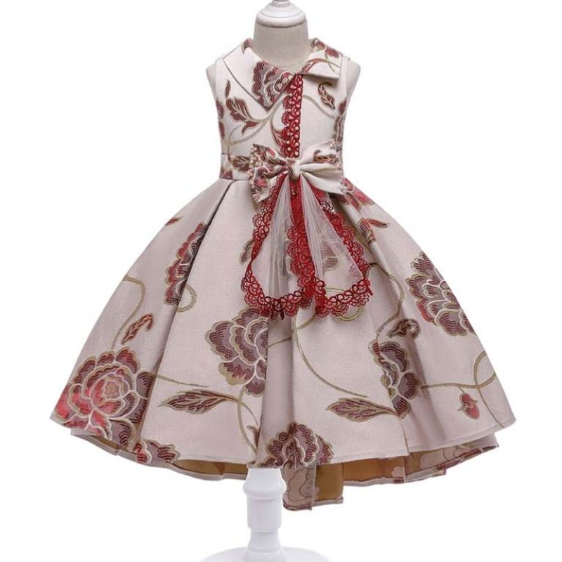 Baige 3-10 vuotta tehtaan tukkumyynti Kids Party Dress Kids Hääjuhlat Takesmekko T5189