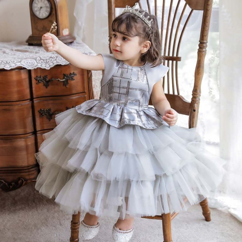 Uusi tyyli hihaton tyttötyttö paljetella prinsessa kastepuku Kids Syntymäpäiväjuhlat Söpö iltapuku 0–6-vuotias