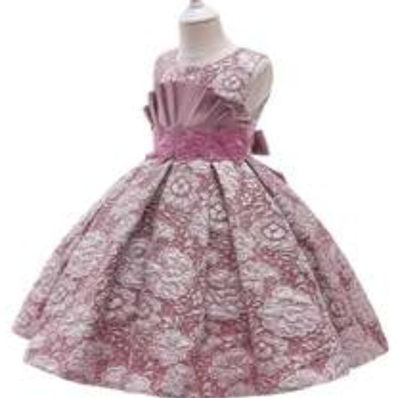 AIGE New Fashion Stylejacquard Frocks Lapset Kukka tyttö 3–12-vuotiaat tyttövauva mekot L5253