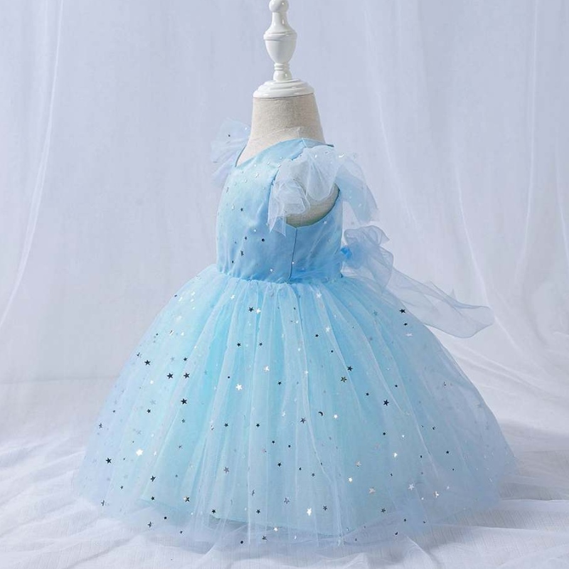 Baige v kaula -tyttöjuhlat Frock Kids Mini Summer Wear Bling Kids Mesh Dress L1945XZ