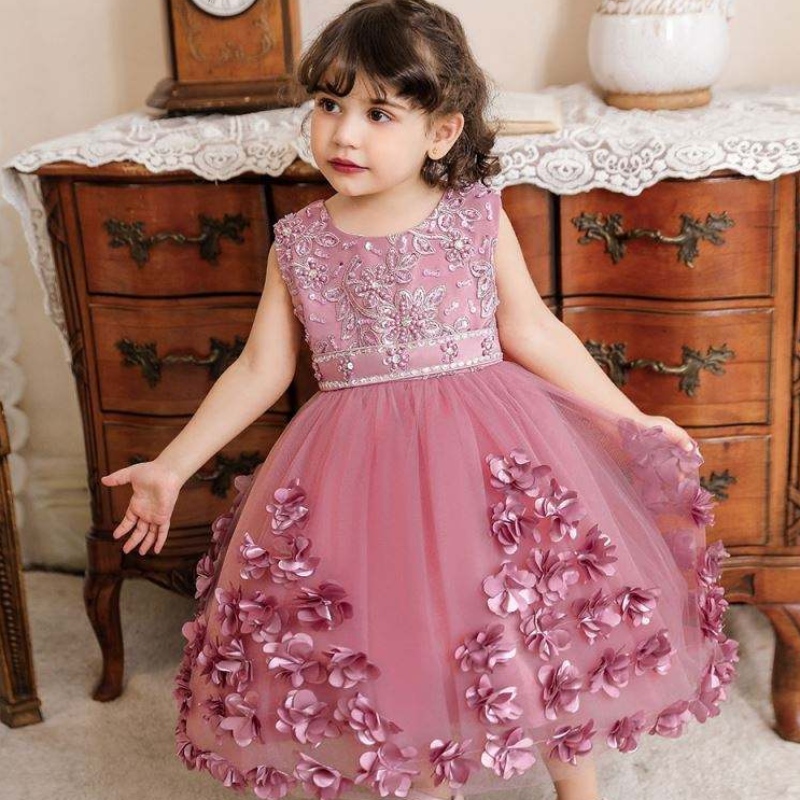 Baige Summer Floral Childs Vauva Tyttömekot Party Prinsessa Häät 1 vuoden syntymäpäivämekko vauvalle N2103