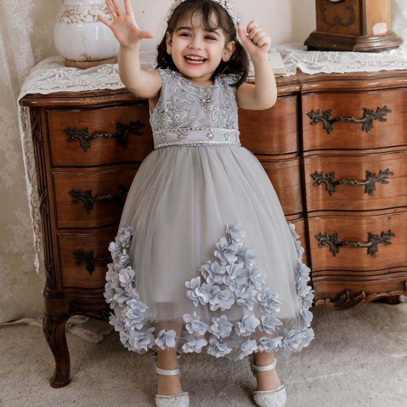 Baige Summer Floral Childs Vauva Tyttömekot Party Prinsessa Häät 1 vuoden syntymäpäivämekko vauvalle N2103