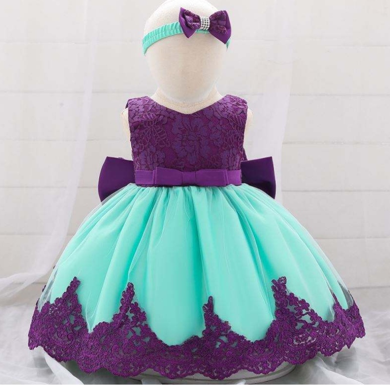 Baige Flower Girl Baby Dress Princess -puku pääpannalla Piitti punainen keulajuhlat kuluvat lasten syntymäpäivämekot