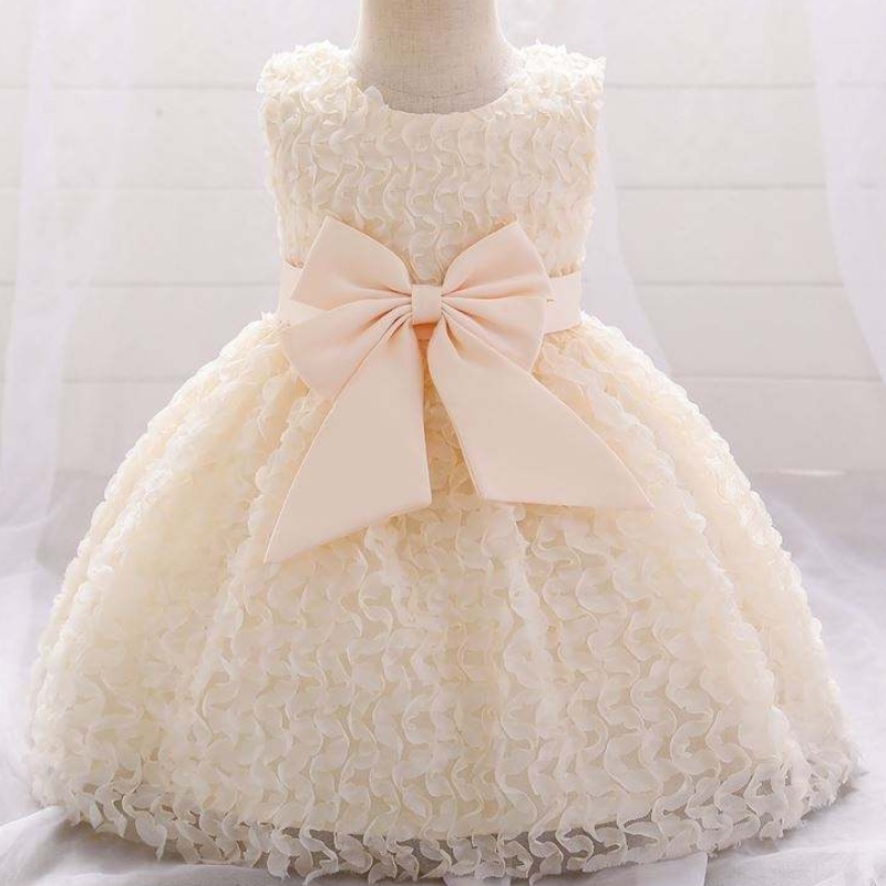 Baige tyttövauva vaatteet pallo puku prinsessa mekko pikkulasten muodollinen kastejuhlat Kids Kukka tyttö mekot L1979XZ