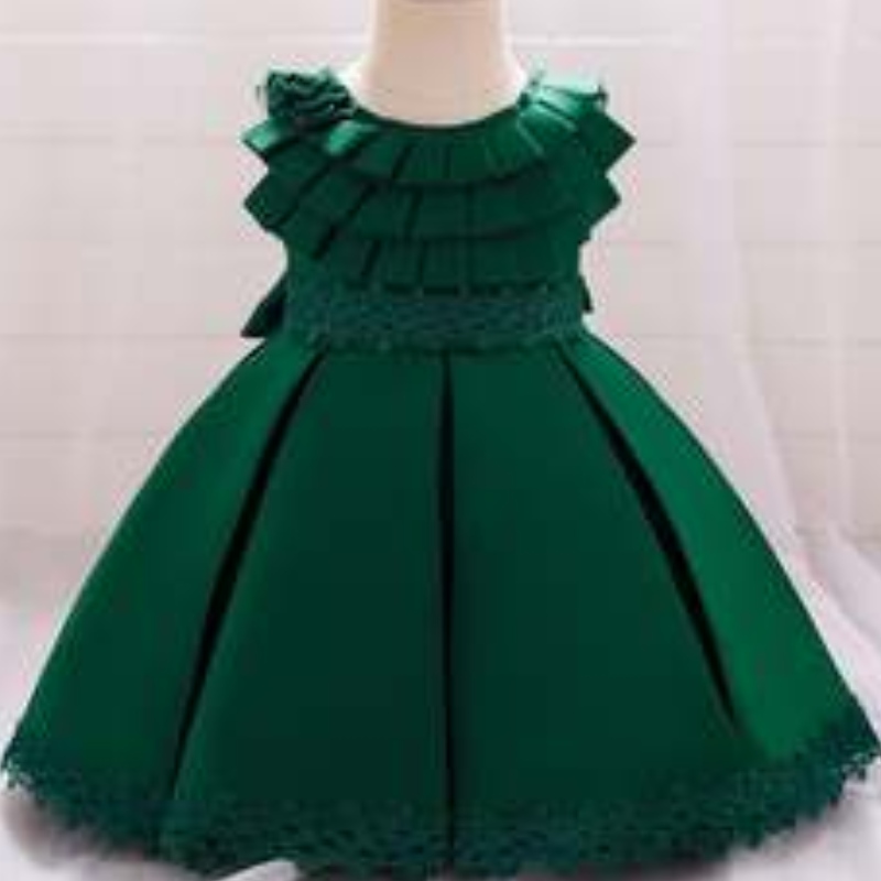 Baige New Fashion Children Ball -puku Hihaton satiinijuhla muodollinen häät kukkatyttömekko L1976XZ