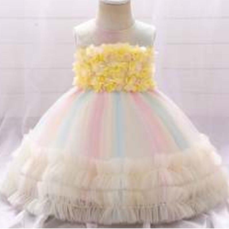 Baige uusi muoti violetti kukka tyttö syntymäpäiväjuhlat Baby Frock Design Performance Gown L2020XZ