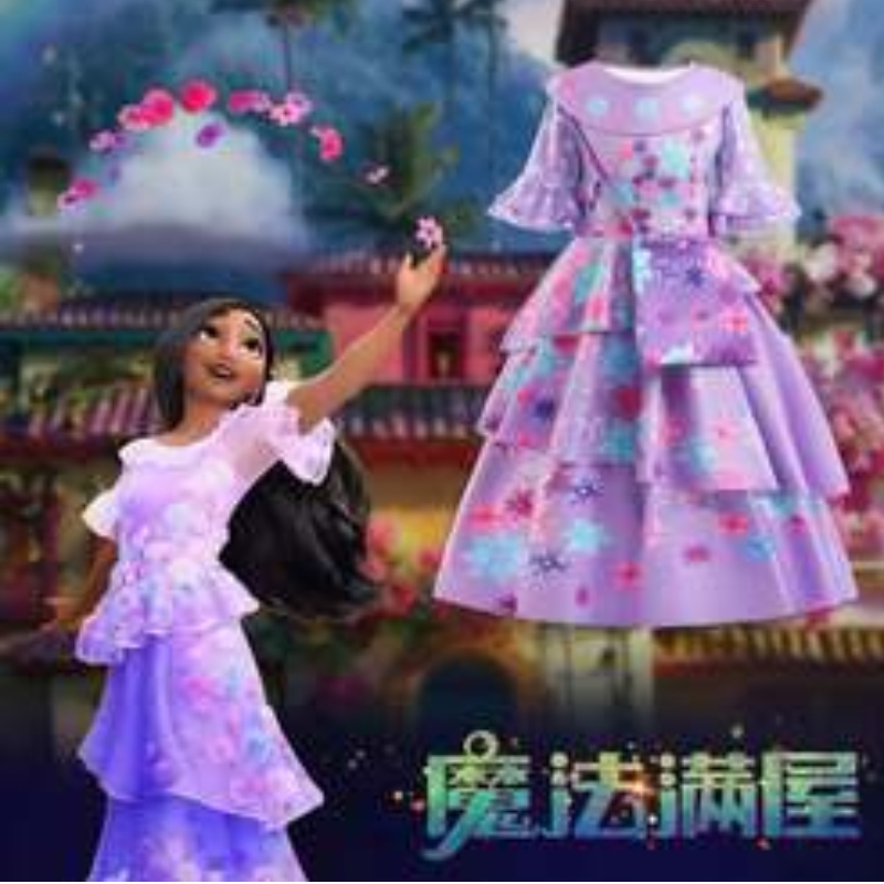 Baige Encanto Mirabel Madrigal cosplay -puku karnevaali Halloween Purple Princess -mekko