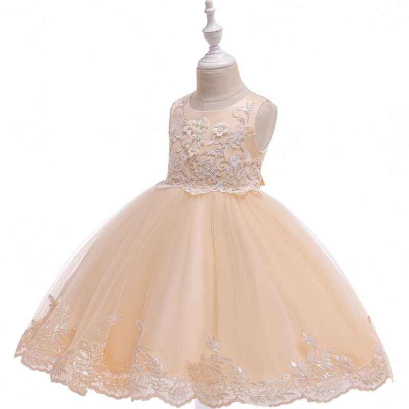 Baige Girl Princess Luxury Dresses Hihaton juhlapuku Kids Evening Ball -puku Syntymäpäiväjuhlat L5097