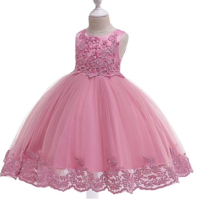Baige Girl Princess Luxury Dresses Hihaton juhlapuku Kids Evening Ball -puku Syntymäpäiväjuhlat L5097