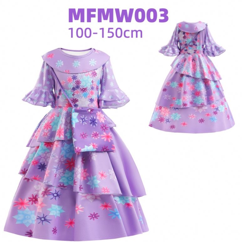 Baige Encanto Mirabel Isabella Purple Girl -mekko pitkähihat Uudet karnevaali Kids Party Cosplay -puku