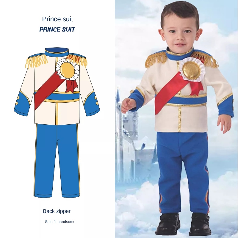 Halloween Christmas cosplay -juhlat pukeutuvat pukeutumiseen lasten keskiaikaisen prinssipojan kuningas -puku