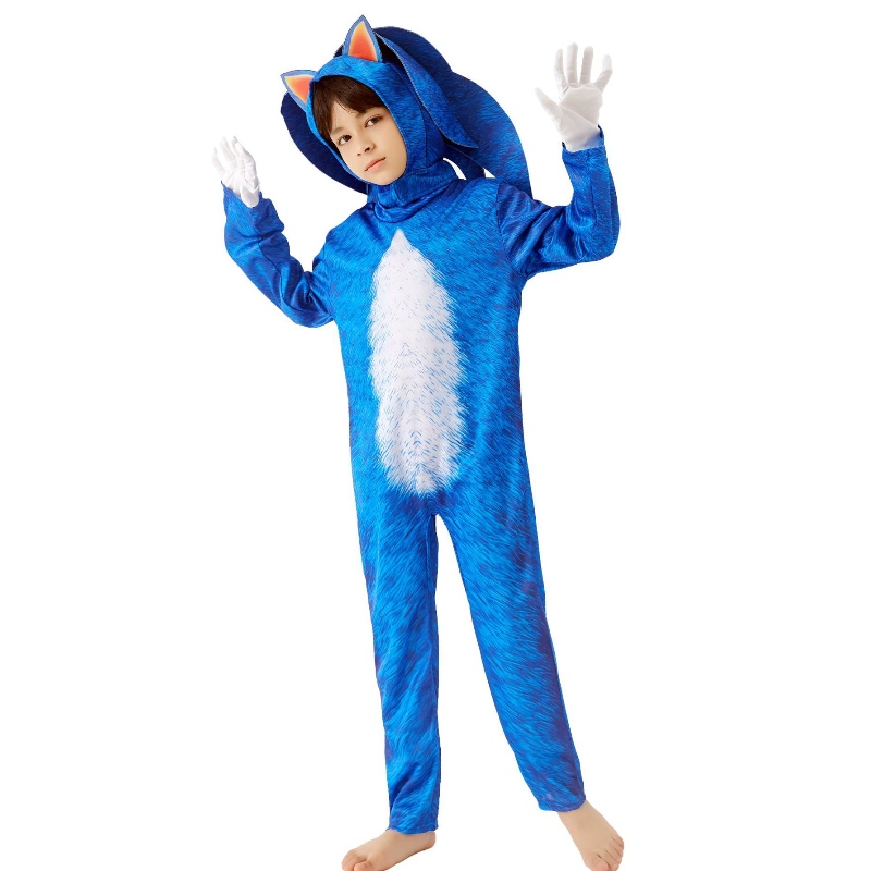 Uudet tyyliset pojat hyppypuvut asusteilla juhla -cosplay vaatteet Kids Sonic Halloween -pukut
