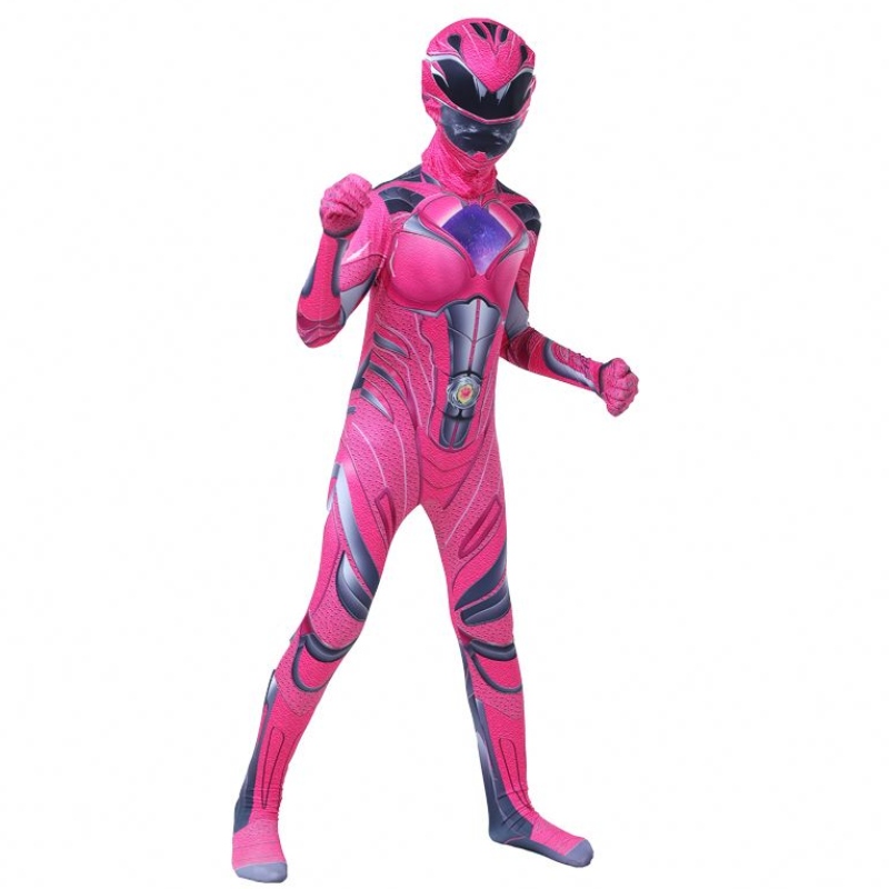 2022 Useita värillisiä poikia Halloween Carnival Party Thunder Red Power Ranger Cosplay -puku kasvonaamarilla lapsille