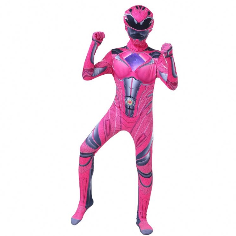 2022 Useita värillisiä poikia Halloween Carnival Party Thunder Red Power Ranger Cosplay -puku kasvonaamarilla lapsille