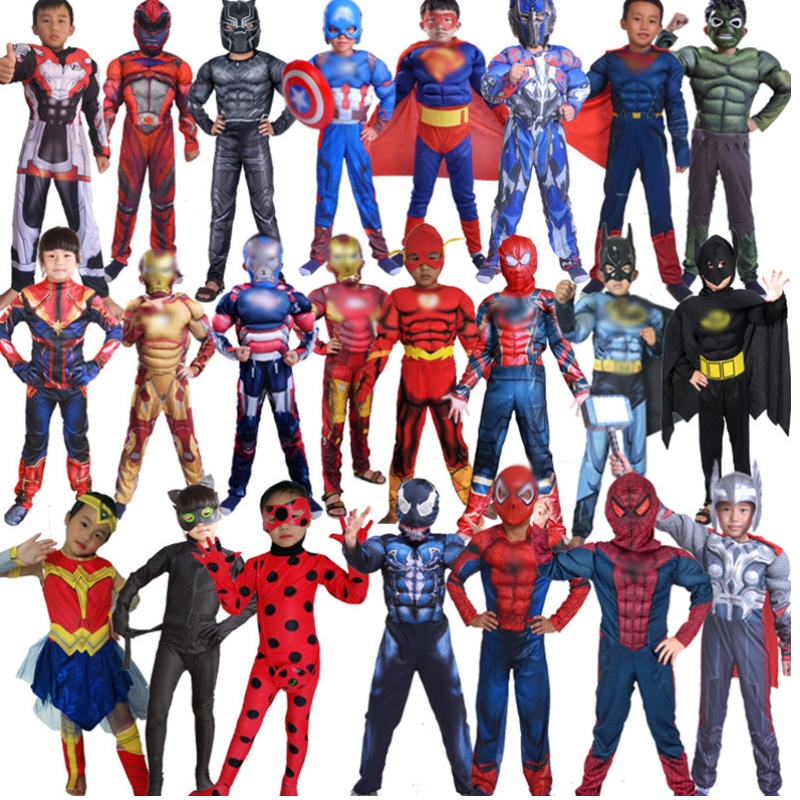 Halloweenin lasten juhlapukupojat ja tytöt cosplay supersankaripuku