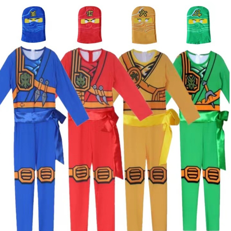 Kuuma myynti Halloween Lasten fancy Party Dress Up Ninja Go -puku lapsille Ninja Cosplay Jumpsuits Mask Set