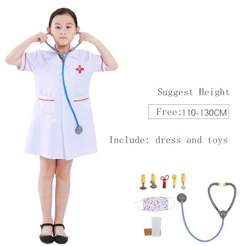 Kids Doctor -puku pukeutuu taapero tyttö Halloween -puku roolipelisarja ja asusteet