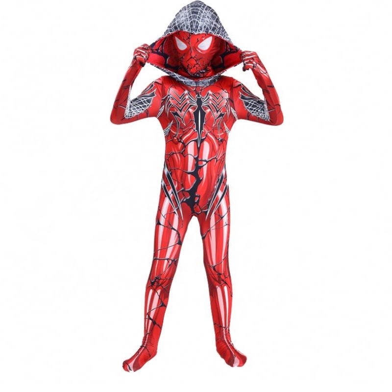 2022 UUSI PUNAINEN VÄRITYS FULLBODY PUT HALLOWEEN -JULKIN TV&MOVIE COSPLAY Anime Jumpsuit Spiderman Puku kasvomaskilla