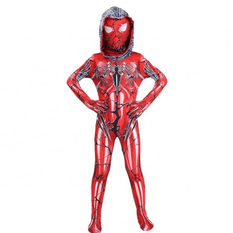 2022 UUSI PUNAINEN VÄRITYS FULLBODY PUT HALLOWEEN -JULKIN TV&MOVIE COSPLAY Anime Jumpsuit Spiderman Puku kasvomaskilla