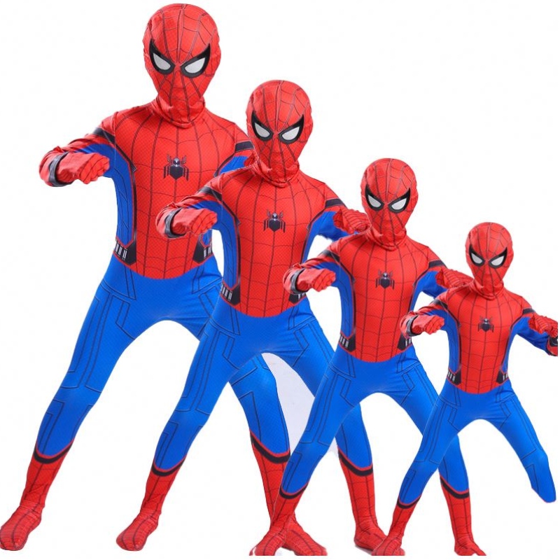 Korkealaatuiset vanhemman lapset rinnakkaiset anime mustat hämähäkki miehen jumpsuit tv&movie cosplay spiderman halloween-puku