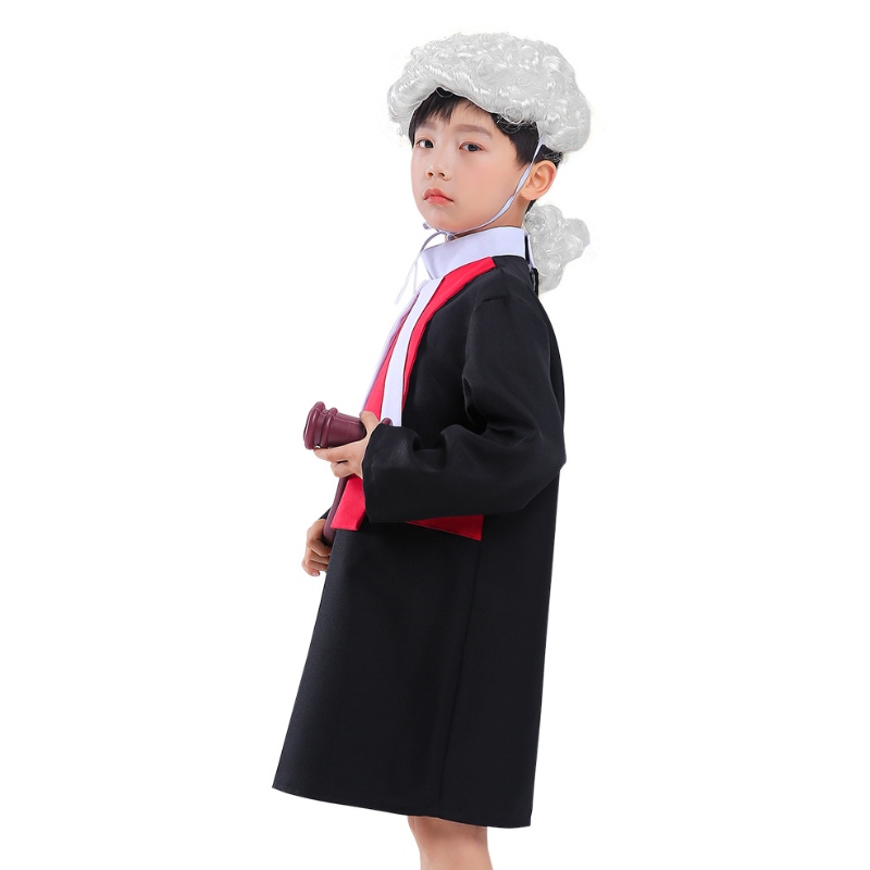 Lasten tuomaripukut cosplay -kaapin kanssa Wig Gavel Halloween -uran asianajajan lasten puku