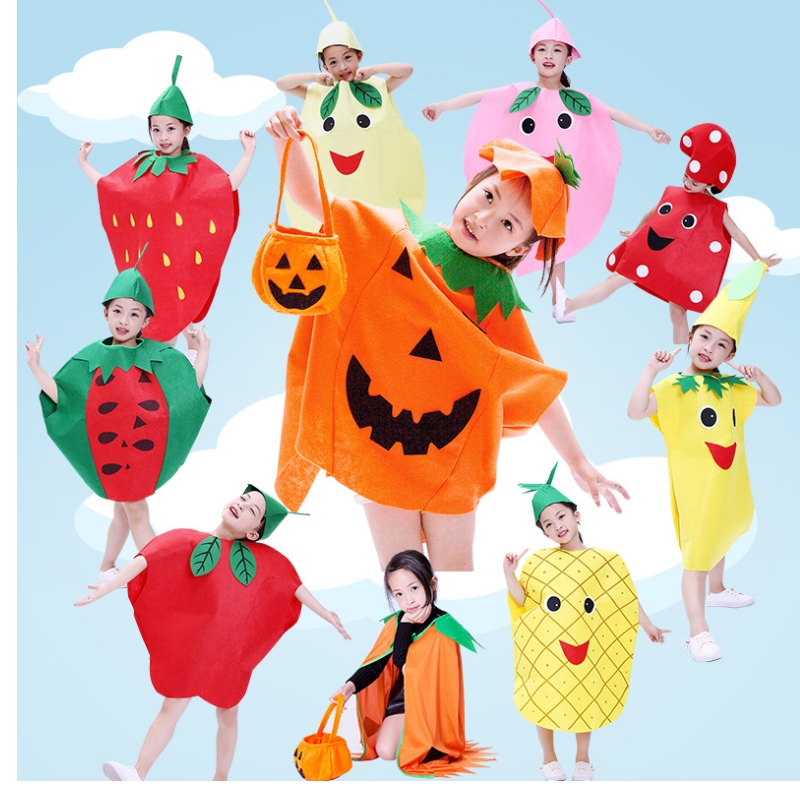 Tukkumyynti söpö vauva lasten hedelmä cosplay puku lapset hedelmä vihannekset lavastuspuku