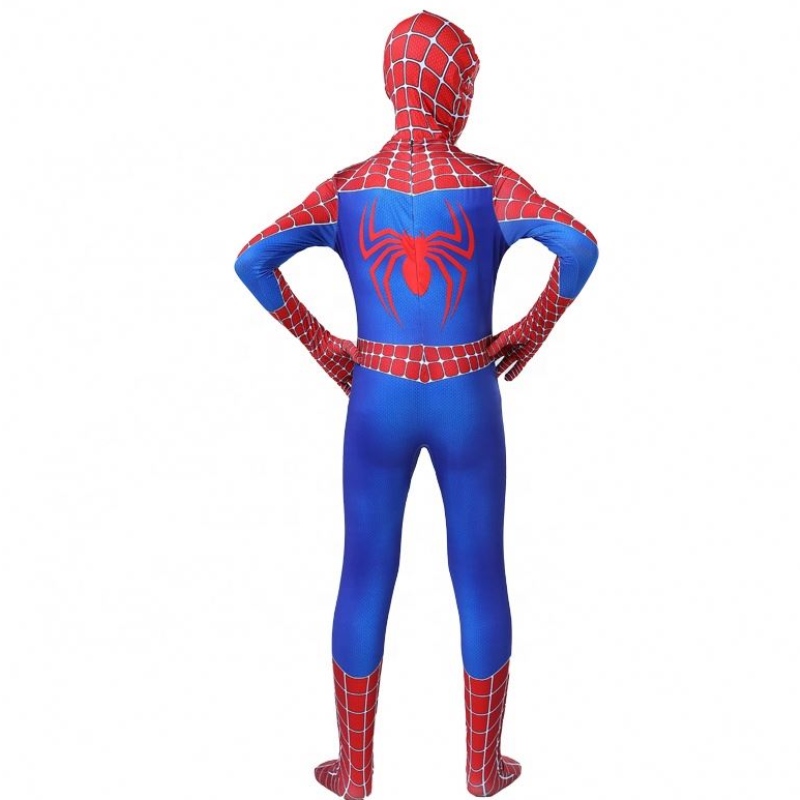 Zip Up Classic Movie Anime Tiukka hyppypuku Halloween Carnival Amazing Spiderman Cosplay -puku lapsille, joilla on kasvomaski