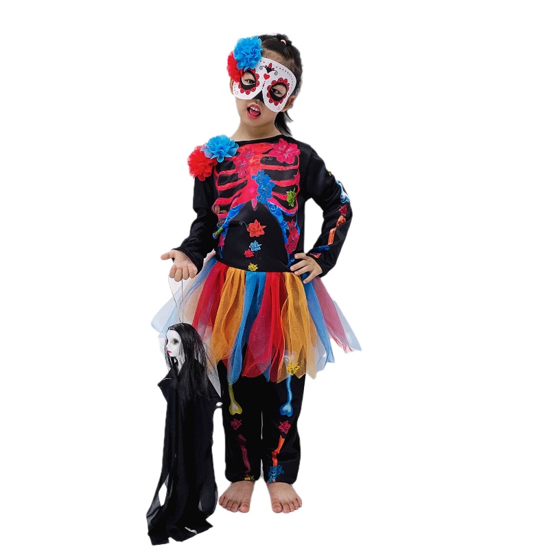 Uusi tyyli Halloween -puku muoti Skeleton Kids pelottava puku kauhu kallo jumpsuit karnevaalijuhlat Kids -puku