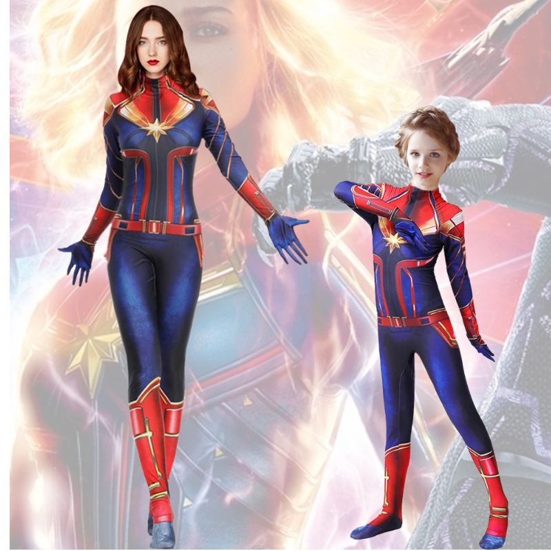 Naisten kapteeni Marvel Hero Pust Kids Show Show Jumpsuit Stage cosplay -pukut