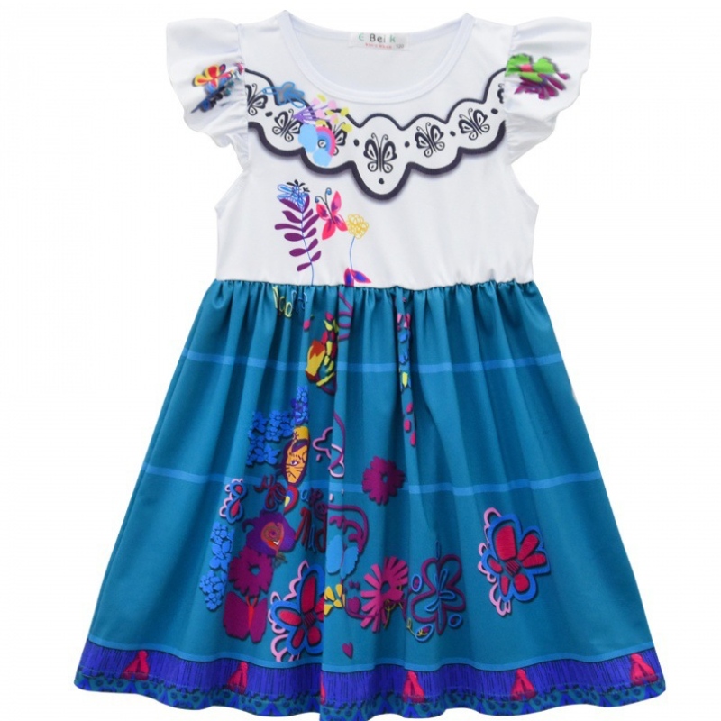 Mirabel cosplay -puku Lapset lapset kuvitellaan karnevaali Halloween Princess -mekko Encanto Madrigal -mekko