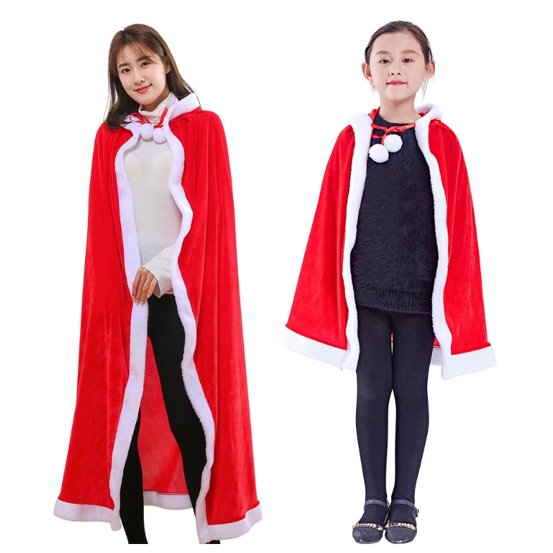 Joululasten capes aikuisten sametti viitta joulupanta cosplay -juhlat puvut
