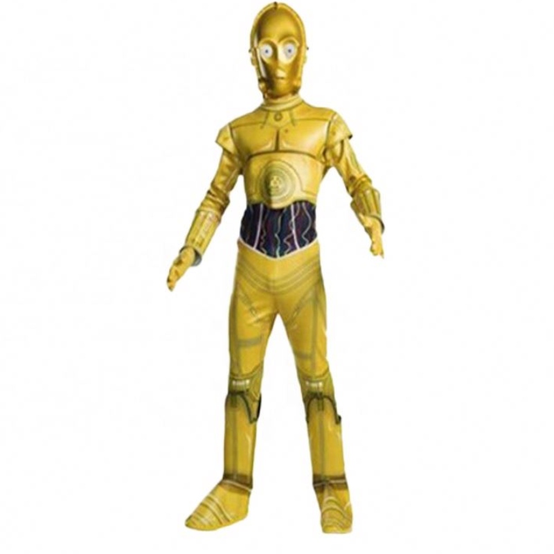 Tukkumyyntielokuva&film-asujen puku Halloween Birthday Party Star Cosplay Wars Jumpsuit C-3PO -robottipukunaamioon lapsille