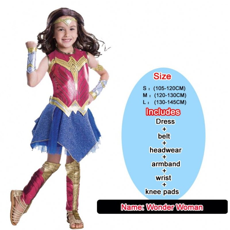 Baige Girls Wonder Woman -puku Halloween Setti prinsessajuhlimekko Ladybug Kids -puku